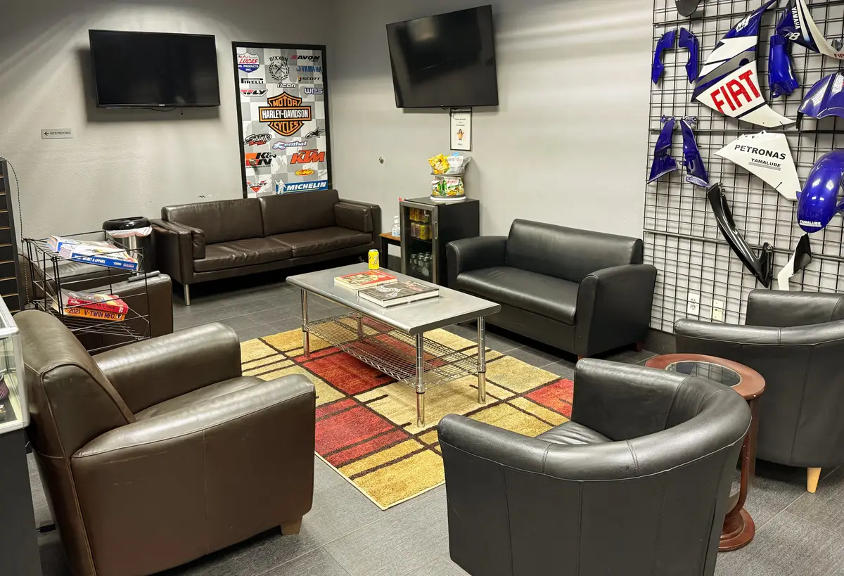 MTC Motorcycle Tire Center waiting room — Orange CA