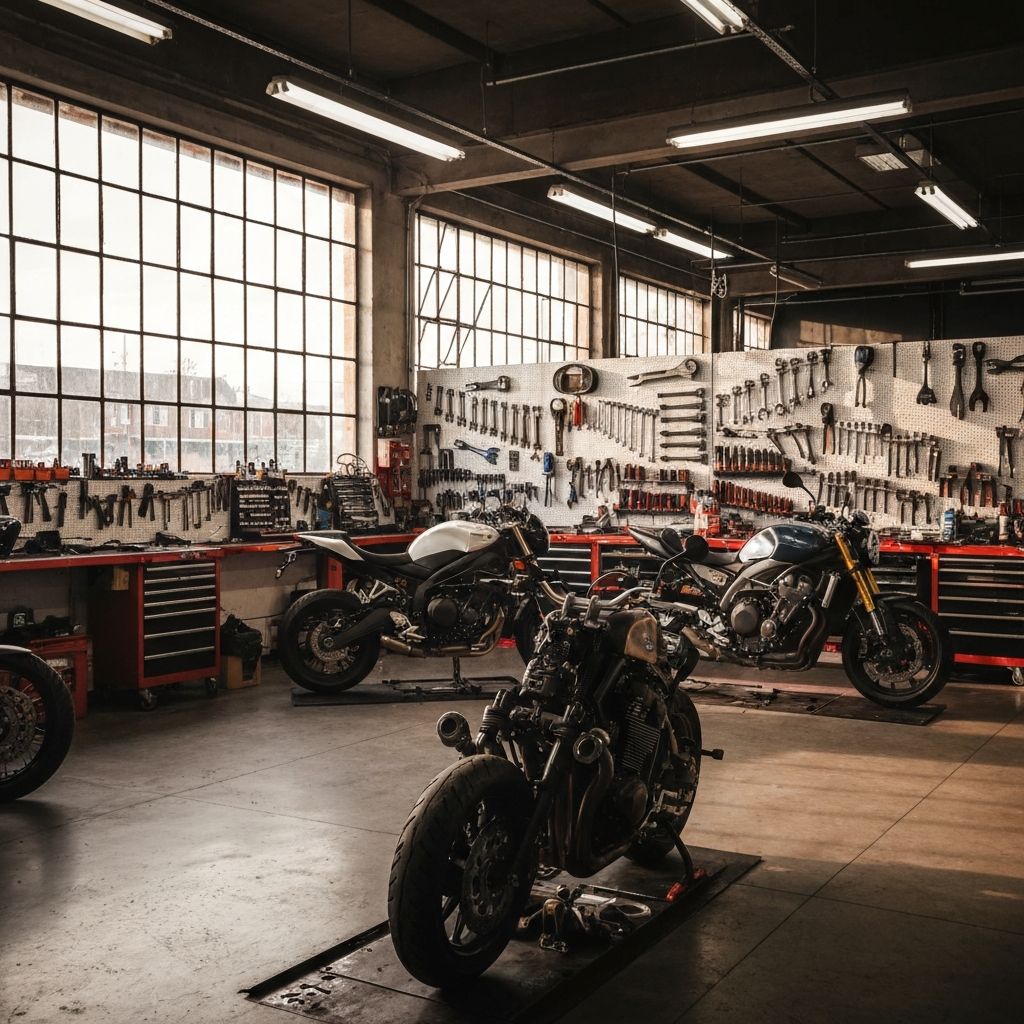 Motorcycle Tire Center shop interior in Orange, CA